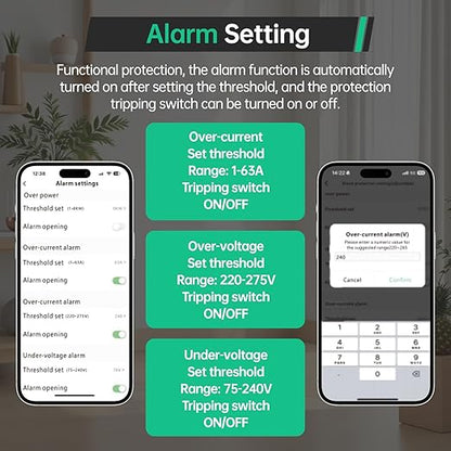 1-16A TUYA Smart WiFi Circuit Breaker, 90-300V Wide Voltage, Smart Life/Tuya APP Remote Control, Timer Functions, Overload & Short-Circuit Protection, Compatible for Alexa Google Home, DIN Rail