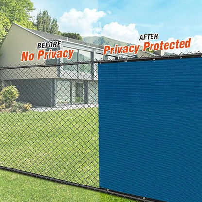 iCover 5x50ft Privacy Screen Fence, Outdoor Fencing Panels, Garden Windscreen Mesh Shade Sail Net Barrier, Include Reinforced Bindings and Brass Grommets Cable Zip Ties, Blue