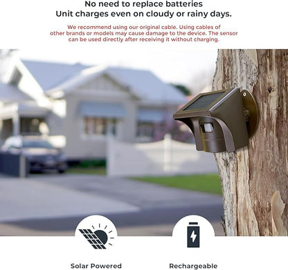 eMACROS Pro 3 Smart Solar Driveway Alarm System (2.4G Wi-Fi), App Push Notifications, 1/2 Mile (2600 ft) Wireless Range Motion Sensor, Weatherproof Property Alert（Single Sensor）
