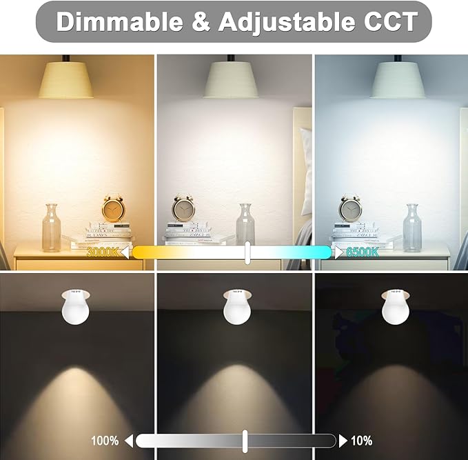 【Upgraded】luckystyle LED Light Bulbs with Remote Control,E26 Light Bulbs Dimmable 3000k-6500k,Led Bulbs 12W Energy Efficient,Cordless Light Bulb for Lamp Lighting for Bedroom Living Room Office,Timer