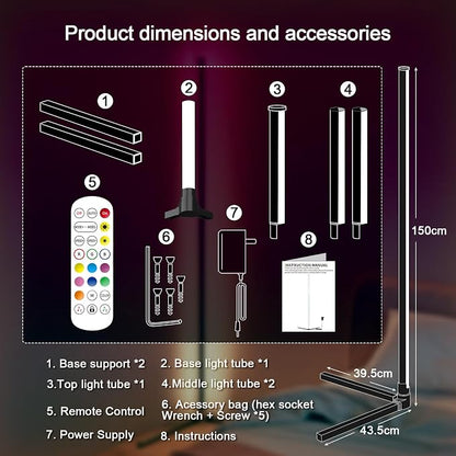 Tyute LED Corner Floor Lamp, 68+ Scenes, 16 Million Colors Corner Light with App & Remote Control, Smart RGB Ambient Lighting with Music Sync, Mood Lighting for Bedroom, Living Room, Gaming Room