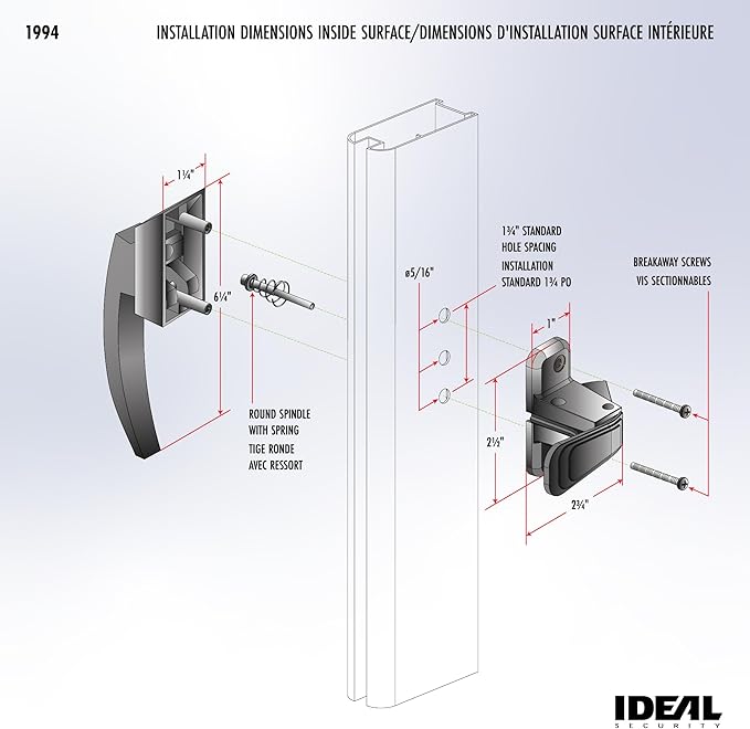 Ideal Security Model 1994 VP Pull Handle Set for Storm and Screen Doors, Fits 1 to 2-1/8 inches Thick Doors, Brown