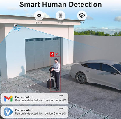 Anpviz 4MP PoE IP Camera, Turret Security IP Camera Outdoor Indoor Wired, AI Human Motion Detection, 100FT Smart Dual Light Color Night Vision, Built-in Mic, 2.8mm Lens, NDAA Compliant (U Series)