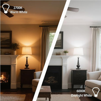 A19 Remote Control LED Bulb Dimmable, Remote Bulb Temperature Control 2700K-6000K, A60 E26 Base Clear Filament LED Bulbs, 2 Pack