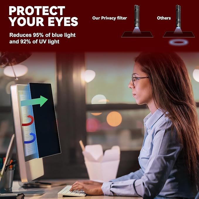 [2-Pack] 27 Inch Computer Privacy Screen Filter (16:9 Aspect Ratio) - Removable, Anti Glare & Blue Light Blocking, Compatible with HP Dell ASUS Acer Samsung Monitors
