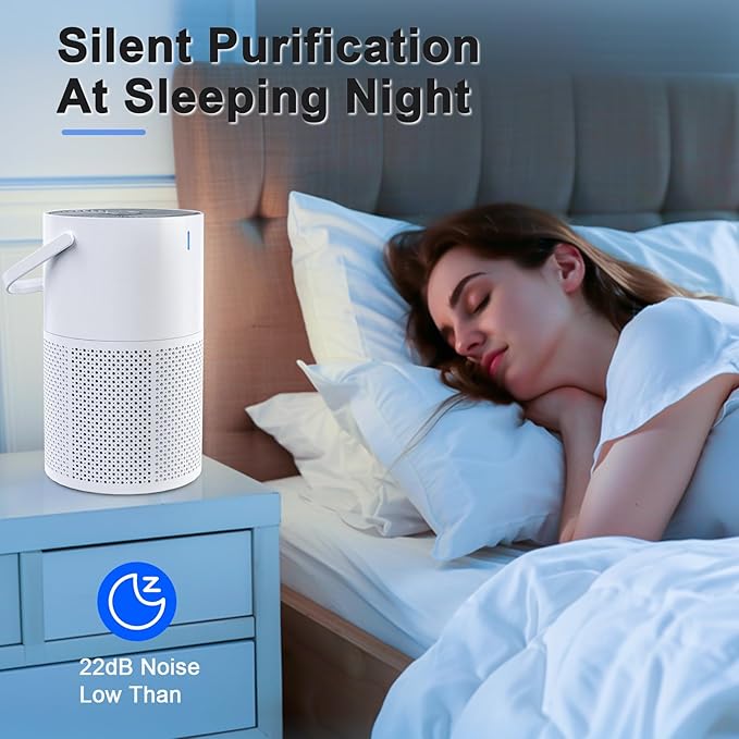 Air Purifiers for Bedroom Office, H13 True HEPA Filter Air Purifiers for Home Pets, Smoke, Odor, Dust with Quiet Sleep Mode & Timer -1 Pack