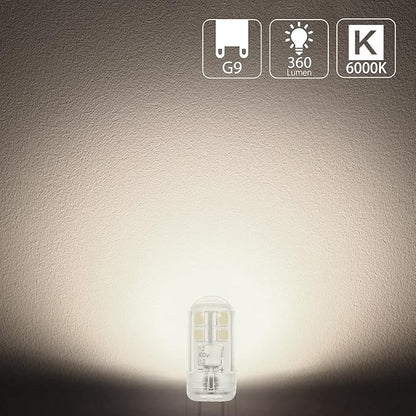 UCINNOVATE G9 LED Light Bulbs, 3W Daylight White, 25W Halogen Equivalent, No Flicker Energy Saving Bulb, AC 110V-120V, Non Dimmable, Ideal for Chandelier Home Lighting Lamp, 10 Pcs