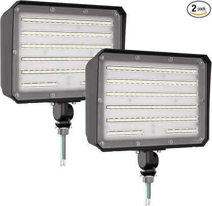 CINOTON 100W LED Flood Lights Outdoor, 14000LM IP65 Waterproof Outdoor Security Wall Light Fixture with 180°Knuckle for Warehouse Porch Barn Garage Building 5000K 100V-277V 2 Pack