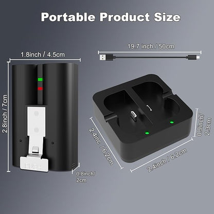 Lesaps 2-Pack Replacement Battery for Ring Doorbell - 7200mAh Rechargeable Camera Batteries with Charger Station for Ring Video Doorbell 2/3/3 Plus/4, Spotlight Cam, Stick Up Cam
