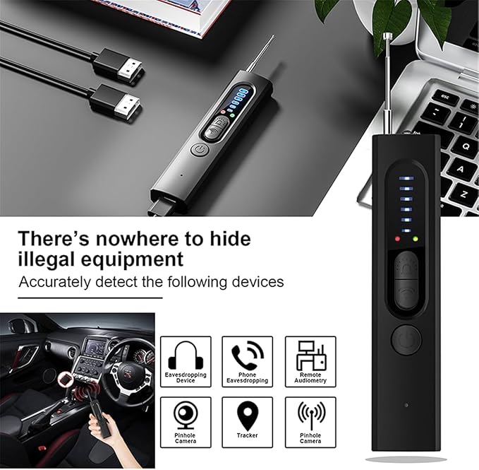 AI Hidden Camera Detector for Travel, 2026 Upgraded Spy Camera Detector, Hidden Device Finder, 5 Levels Sensitivity 4 Modes, Personal Privacy&Security Devices for Home,Hotel&Travel,Office,Vehicles