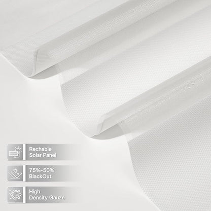 Motorized Zebra Blinds with Remote,Rechargeable Smart Electric Cordless Shade，White，26" W X 72" H