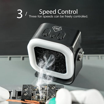 TBK F001 Mini Solder Fume Extractor, Smoke Absorber with 3-Speed 10000RPM Control and Activated Carbon Filter, Type-C Rechargeable, Portable Desktop Smoke Purifier for Soldering, DIY Repair(black)