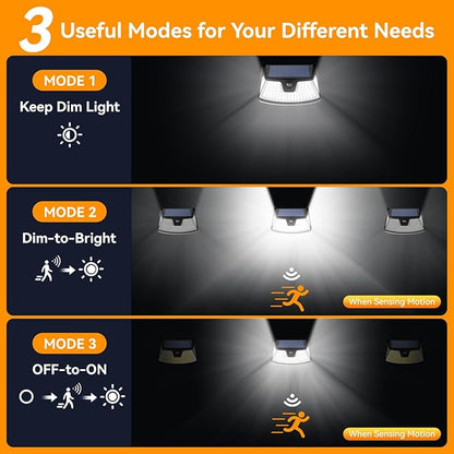 152LED Solar Motion Light Outdoor, 850LM Super Bright 3-Mode Motion Sensor Lights, Outdoor IP65 Waterproof 270° Wide Security Light, Solar Powered Flood Lamp for Garden Wall Fence Garage（6 Pack）