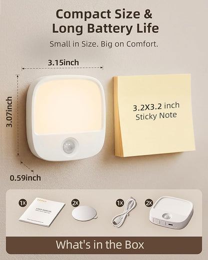 EZVALO Rechargeable Motion Sensor Night Light, Magnetic Stick-On LED Light with 3 Color Temperatures, Dimming & Memory, Portable Cordless Light for Closet, Bedroom, Hallway, Stairs, Bathroom (1 Pack)