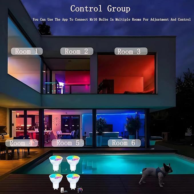 Smart Gu10 LED Bulbs Dimmable Color Changing,Gu10 RGB Bulb, WiFi & Bluetooth LED Bulb Work With Alexa Google, Adjustable 16 Million Color And Music Sync,For Living Roomn Bedroom Office Hotel Etc.2Pack