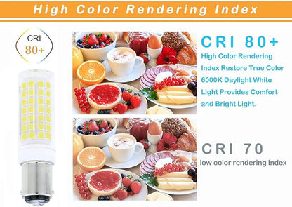 BA15D Led Bulbs 6W Dimmable 120V,B15 Double Contact Bayonet Base,Daylight White 6000K,60W JD Type T3/T4 Halogen Equivalent Replaces for Pendants Ceiling Fans Sewing Machine Light(6-Pack)