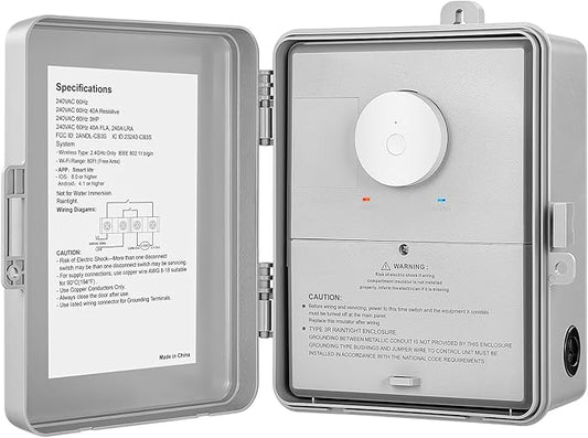 SURAIELEC WiFi Pool Timer, 40 AMP 120V 2HP, Heavy Duty Outdoor Indoor Smart Timer for Pool Pump, Spa, Pool Light, Water Pump, 120 Volt Pool Equipment Controller for Up to 2HP Devices