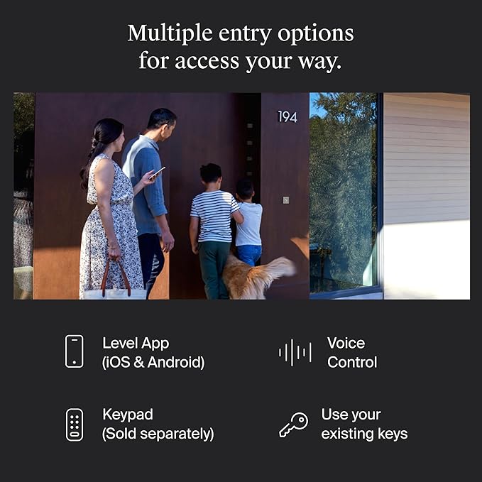 Level Bolt Smart Deadbolt - Make Your Lock Smart Without Changing Keys or Hardware - Matter-Over-Thread Plus Apple Home Key - Keyless & Remote Access via Apple, Alexa, Google Home, SmartThings