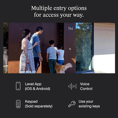 Level Bolt Smart Deadbolt - Make Your Lock Smart Without Changing Keys or Hardware - Matter-Over-Thread Plus Apple Home Key - Keyless & Remote Access via Apple, Alexa, Google Home, SmartThings