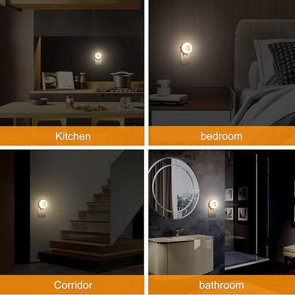 CREWEEL Night Light Plug in, Bright Motion Sensor Nightlights (200 Lumens), Smart LED Night Lights Plug Into Wall, Ideal for Bathroom, Hallway, Garage (Cool White 4Pack)