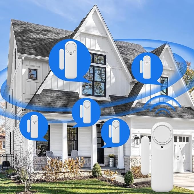 Loopo Smart WiFi Door & Window Alarm Sensor Chime, 100dB Wireless Door Chime with App Alerts, Tuya Smart Life, Compatible with Alexa & Google, No Hub Required, for Home Kids Safety, 2-Pack