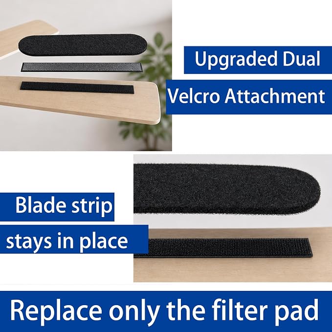 Upgraded Dual Velcro -15 Pack - Ceiling Fan Filters for Blades