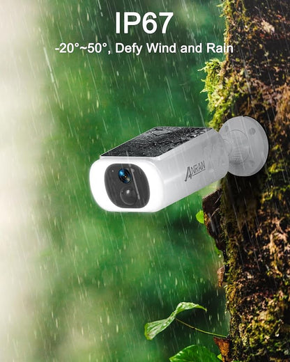 ANRAN 2K Solar Security Cameras Wireless Outdoor, 2.4Ghz WiFi Surveillance Outdoor Camera for Home Security with Embedded Solar Panel, Color Night Vision, 2-Way Talk, IP67 Waterproof, Work with Alexa