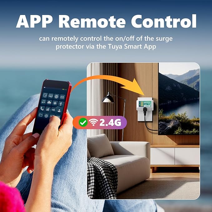 BSEED WiFi Smart Plug, Single Outlet Surge Voltage Protector with Light Indicator, APP Control, Energy Monitoring, 125V/1875W, FCC Listed, Wall Mount Power Suppressor for Refrigerator/TV/PC, 2 Pack