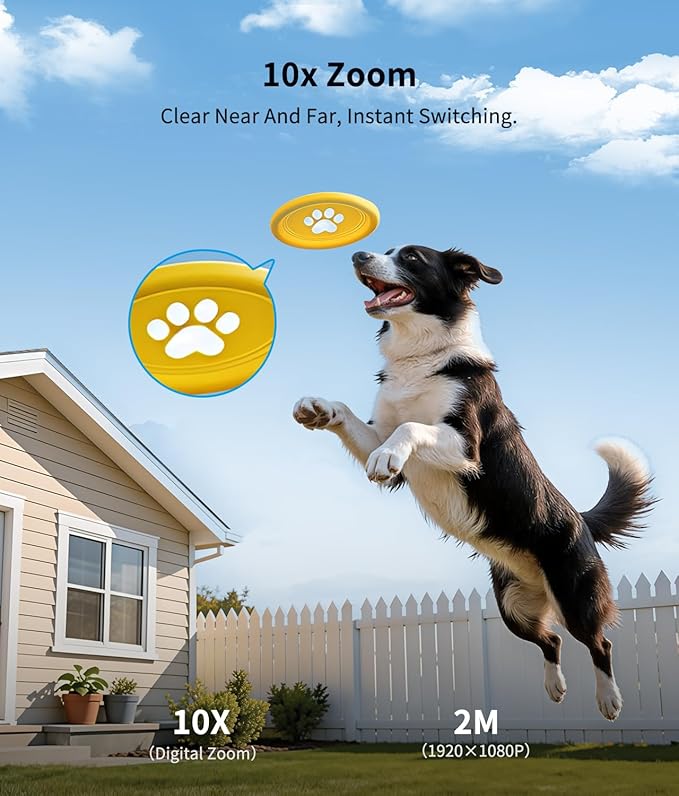 Dual-Lens Solar Security Cameras Wireless Outdoor, 10x Zoom to See Further 360 PTZ WiFi Camera for Home Security with Color Night Vision, AI Body Detection, 2-Way Audio, Spotlight Siren Alarm