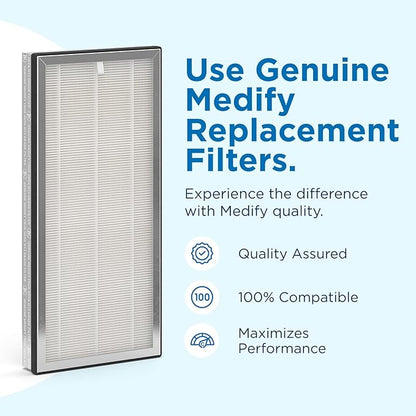 Medify MA-40 Genuine Replacement Filter for Allergens, Smoke, Wildfires, Dust, Odors, Pollen, Pet Dander | 3 in 1 with Pre-filter, True HEPA H13 and Activated Carbon for 99.9% Removal | 2-Pack