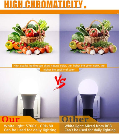 RGBW Color Changing LED Light Bulbs, A19 E26 Screw Base IR Remote Control Dimmable with Memory Function 60W Equivalent for Home Decoration Stage Bar Party (RGB+Daily Lighting, 2-Pack)