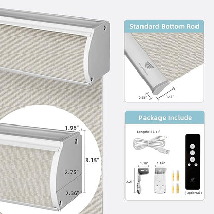 SmartWings Motorized Smart Roller Shades in Light Filtering, Electric Blinds with Remote for Windows Compatible with Alexa/Google Home/Homekit, Customized, Safari Translucent Cream