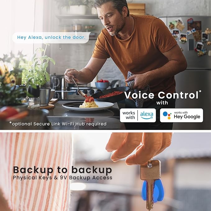 Lockly Secure Plus, Bluetooth Smart Door Lock, Keyless Entry Door Lock with Handle, PIN Genie® Keypad, 3D Biometric Fingerprint Sensor, Auto Lock