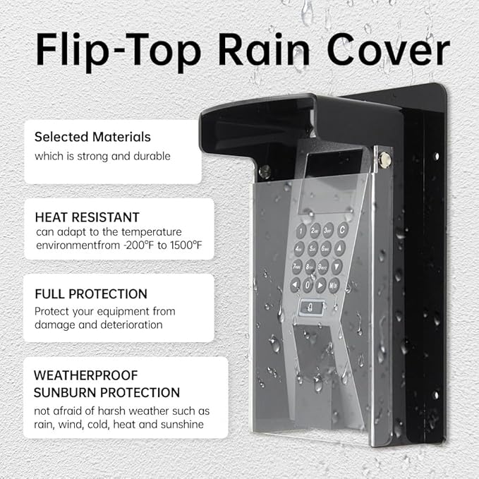 Outdoor Flip Sun Keypad Cover, Access Control Rain Cover, Weatherproof protective, Flip Cap Door Keypad Waterproof cover, Keypad Rain Covers Compatible for Door Keypad, Lock Keypad (Y125 - Flip lid)