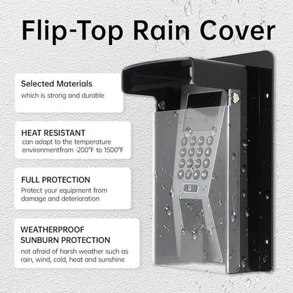 Outdoor Flip Sun Keypad Cover, Access Control Rain Cover, Weatherproof protective, Flip Cap Door Keypad Waterproof cover, Keypad Rain Covers Compatible for Door Keypad, Lock Keypad (Y125 - Flip lid)