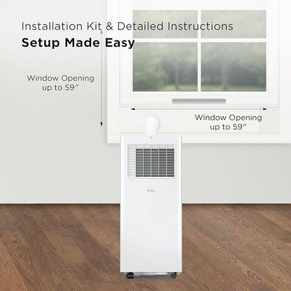 TCL H6P44W 6,000 BTU Smart Portable Air Conditioner, Fan & Dehumidifier, 250 Sq. Ft, Ultra-Compact Design, Remote Control, Compatible with Alexa/Google Assistant, Install Kit Included, White