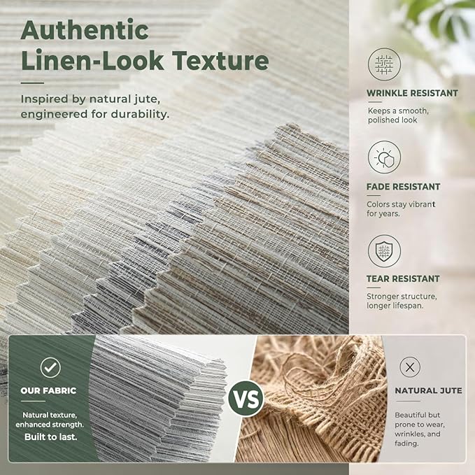 ZSHINE Motorized Linen-Look Roller Shades for Windows, Rechargeable Smart Light Filtering Blinds Compatible with Alexa (82190D)
