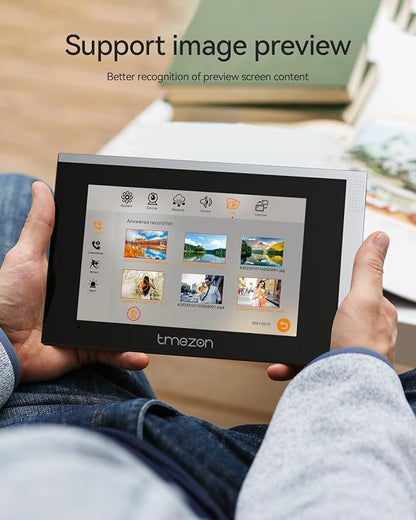 TMEZON WiFi Video Intercom System Doorbell with Camera and 7 Inch Monitor IP Wired Video Door Phone 1080P Wired Night Vision,No Monthly Fees, Support Remote Unlock Door Release,Snapshot, Tuya