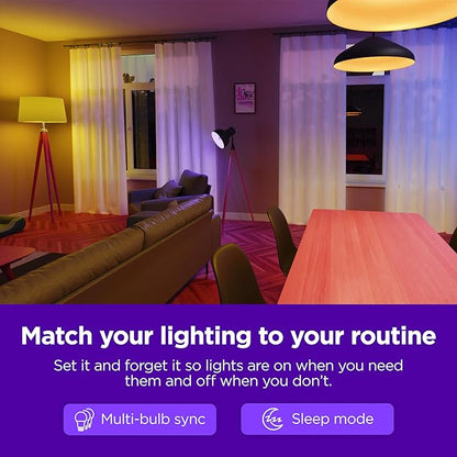 Roku Smart Light Bulbs (White, 4-Pack) - Dimmable A19 Lightbulbs with Adjustable Brightness & Temperature - WiFi Smart Bulbs Works with Roku Voice, Alexa & Google Assistant, No Hub Required