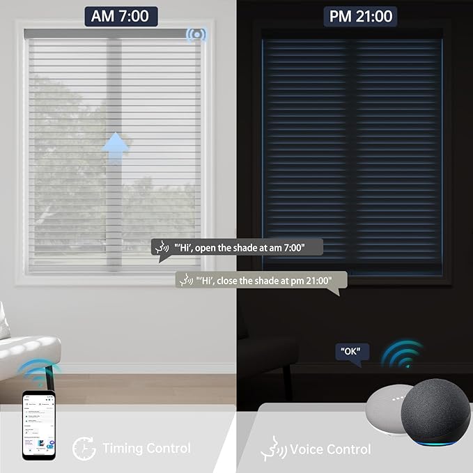 Motorized Sheer Shades with Remote, Automatic Dual-Layered Shades for Windows, Smart Light Filtering Blinds Compatible with Alexa, Custom Size (Light Filtering Drizzle Gray)