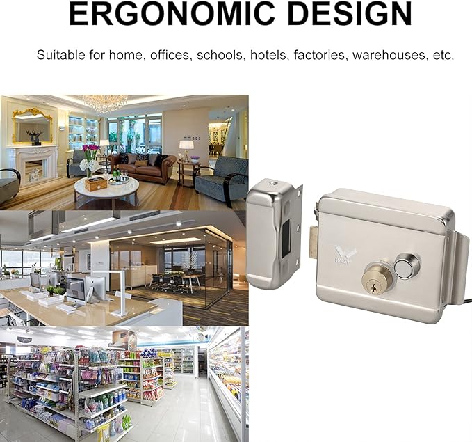 Smart Electric Gate Door Lock Secure Electric Metallic Lock Electronic Door Lock Door Access Control for Home Office Apartment Warehouse