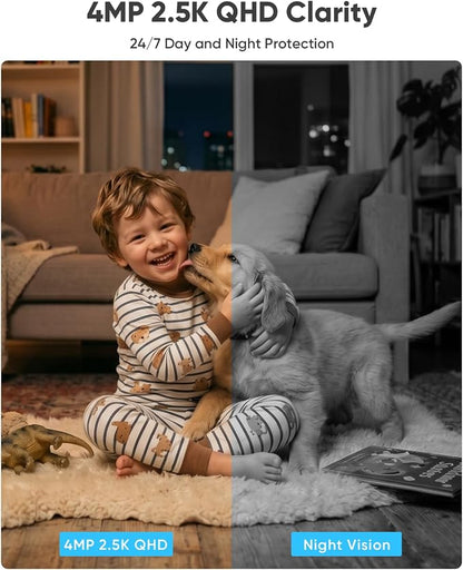 blurams 4MP Cameras for Home Security, 360° PTZ Pet Indoor Camera with Phone App, One-Touch Call, Dual-Band WiFi 6, Free Human/Pet/Motion/Sound/Cry Detection, Compatible with Alexa