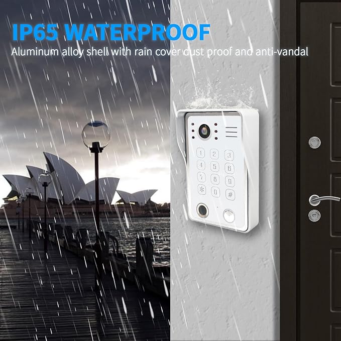 WiFi Video Door Phone Apartment Intercom System,2 Unit 10 Inch Wired Touch Monitor with 1080P HD Doorbell Camera,Supporting 5 in 1 Unlcking,Motion Detecting Tuya for Home Villa,32G