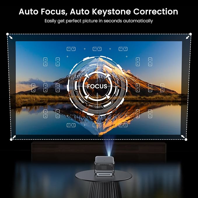 HAPPRUN 2000 ANSI Google TV Built-in Outdoor Video Projector with WiFi 6 and Bluetooth 5.2, Smart Projector, 4K Decoding, Auto Focus, Dolby Sound, Built-in Speakers, Home Theater Projector with Apps