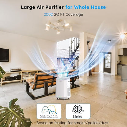 Nuwave OxyPure ZERO Air Purifier for Home Large Rooms Up to 2,002 Sq Ft 100% Particle Removal to 0.1 Micron, Dual 4-Stage Filtration, Adjustable Airflow, Smart Air Cleaner Washable & Reusable Filter