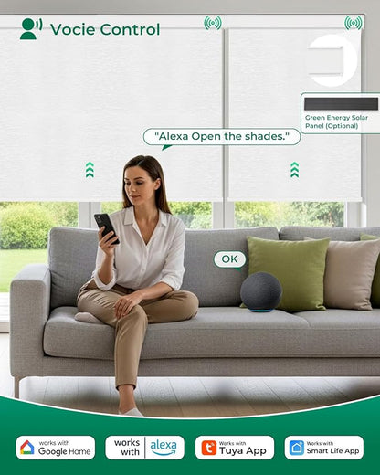 Allesin Motorized Blinds with Remote Smart Blackout Roller Shades | All-in-One & Ultra-Quiet Automatic Electric Power Blinds for Home Office, Cloud-Patterned 34x60