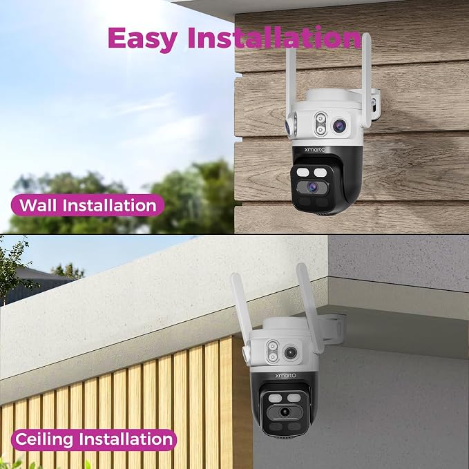 XMARTO 2-Pack 6MP Tri-Lens WiFi Security Camera