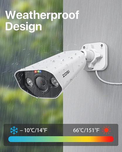 ZOSI ZG182 4K PoE Add-on Camera with 2-Way Talk,Weatherproof IP Camera for Outdoor Indoor Power Over Ethernet Surveillance System,Only Work PoE NVR