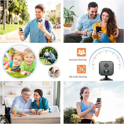 Upgraded Mini Camera 30-Day Battery Life, Wireless Hidden Camera 1080P HD with AI Motion Detection, Auto Night Vision, WiFi Pet, Baby Monitor, Nanny Cam for Home Office Security , Free cloud storage