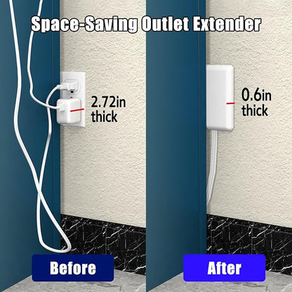 CABOCASA 3FT Ultra Flat Plug Extension Cord Power Strip with 3 Outlets, Patented Detachable Ultra-Thin Outlet Cover Concealer & Ultra-Flat Plug, Max. 13A 125V 1625W ETL Listed, White Color